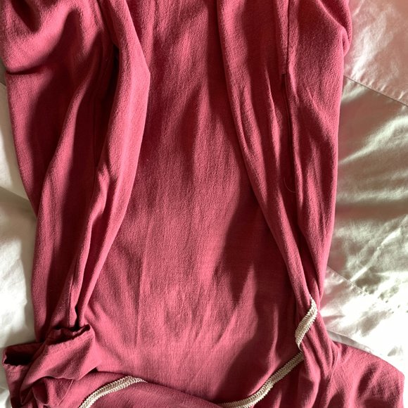 Maxi dress, ANYSIZE 100, dark pink, linen, with detail - Picture 5 of 5